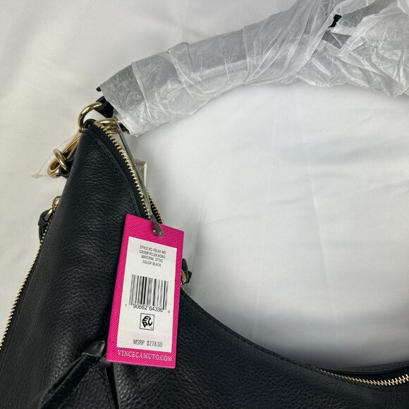 Vince Camuto Large Felax  Black Leather Hobo Handbag New with Tag - Picture 4 of 15